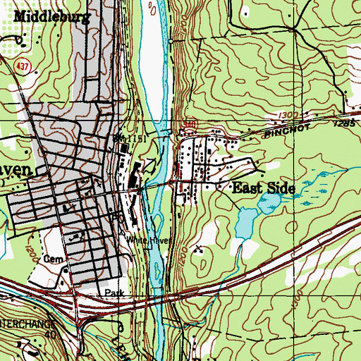 Topographic Map of East Side, PA