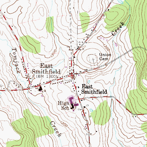 Topographic Map of East Smithfield, PA