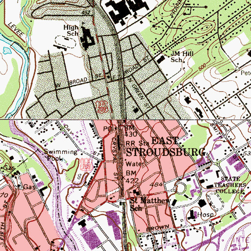 Topographic Map of East Stroudsburg, PA