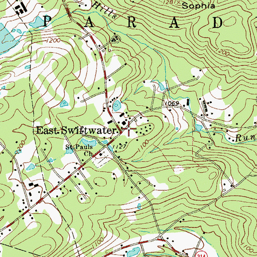 Topographic Map of East Swiftwater, PA