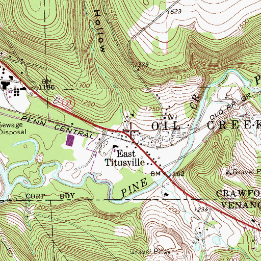 Topographic Map of East Titusville, PA