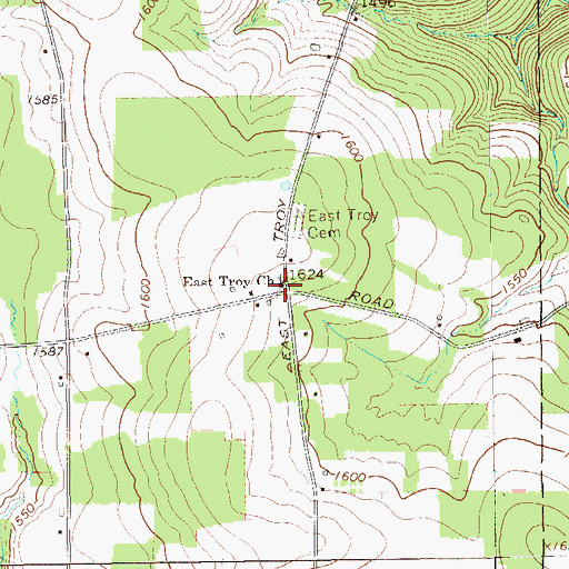 Topographic Map of East Troy Church, PA