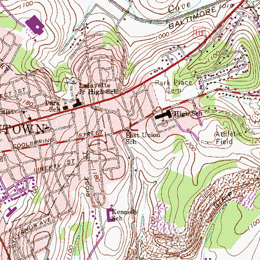 Topographic Map of East Union School, PA