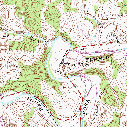 Topographic Map of East View, PA
