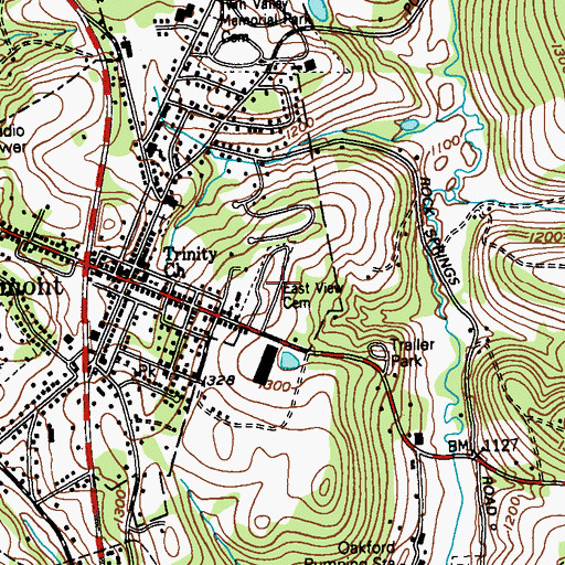 Topographic Map of East View Cemetery, PA