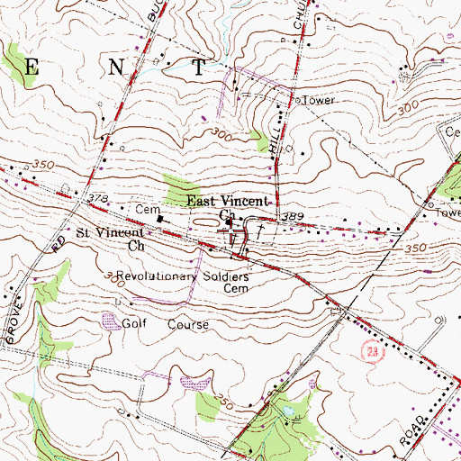Topographic Map of East Vincent Church, PA