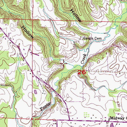 Topographic Map of Doss Hollow, AL