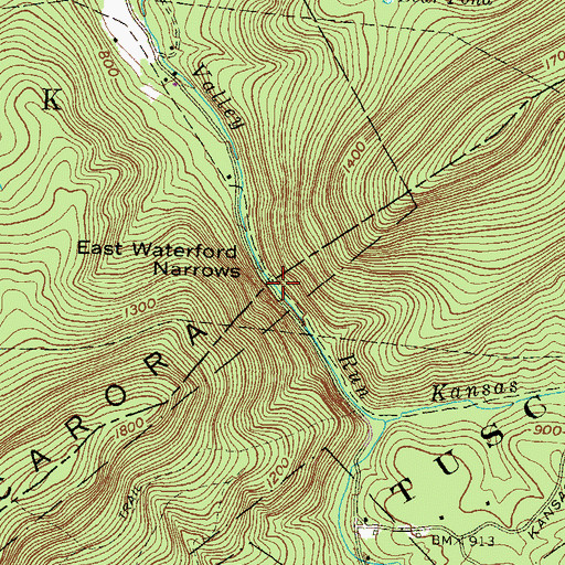 Topographic Map of East Waterford Narrows, PA