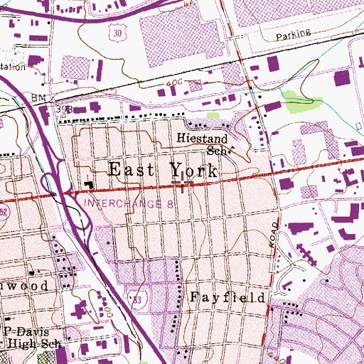 Topographic Map of East York, PA