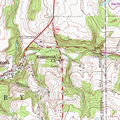 Topographic Map of Eastbrook Church, PA