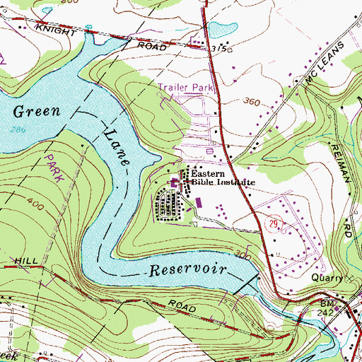 Topographic Map of Eastern Bible Institute, PA