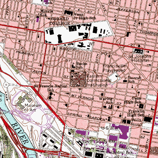 Topographic Map of Eastern Correctional Institution (historical), PA