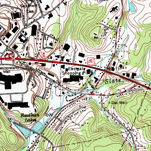Topographic Map of Eastgate Shopping Plaza, PA