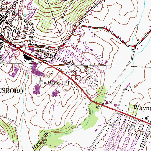 Topographic Map of Eastland Hills, PA