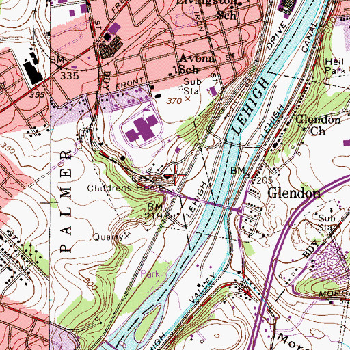 Topographic Map of Easton Childrens Home, PA
