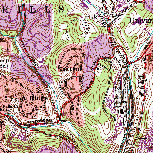 Topographic Map of Eastvue, PA