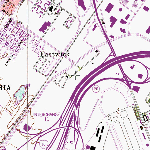 Topographic Map of Eastwick, PA