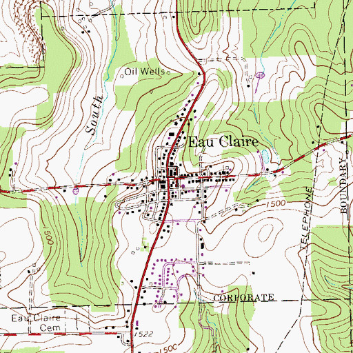 Topographic Map of Eau Claire, PA