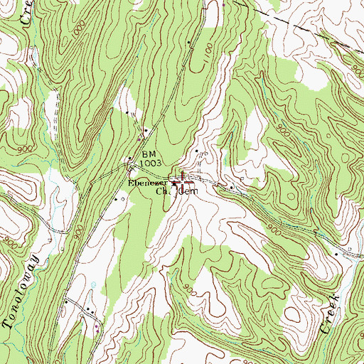 Topographic Map of Ebenezer Church, PA