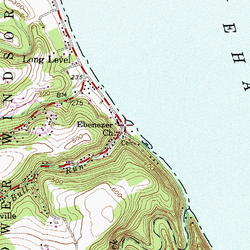 Topographic Map of Ebenezer Church, PA