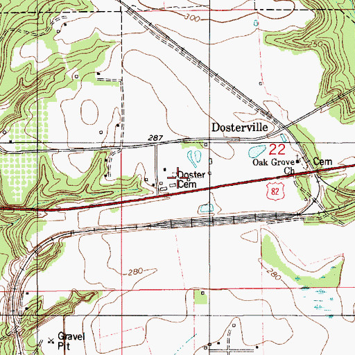 Topographic Map of Doster Cemetery, AL
