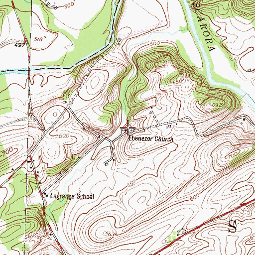 Topographic Map of Ebenezer Church, PA