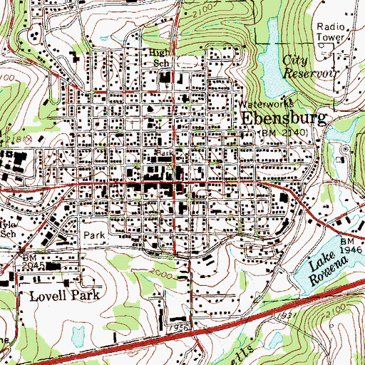 Topographic Map of Ebensburg, PA