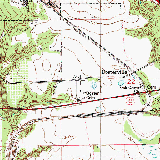 Topographic Map of Dosterville, AL
