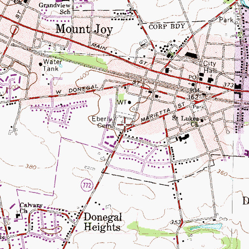Topographic Map of Eberle Cemetery, PA