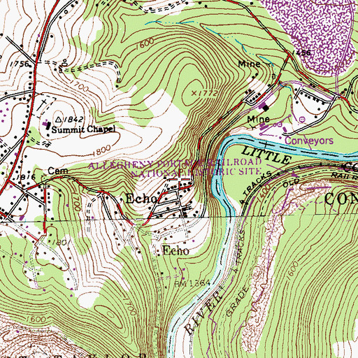 Topographic Map of Echo, PA