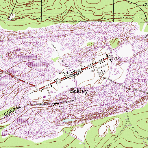 Topographic Map of Eckley, PA