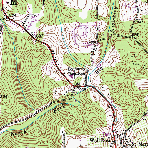 Topographic Map of Economy Township School, PA