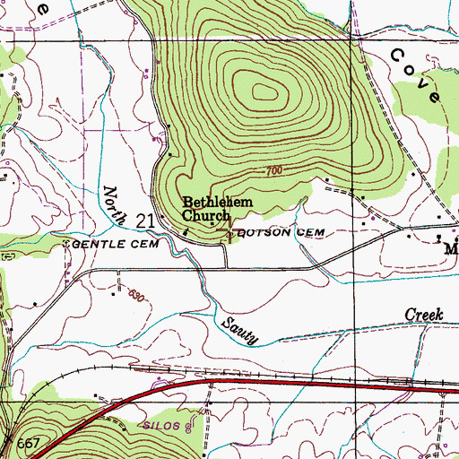 Topographic Map of Dotson Cemetery, AL
