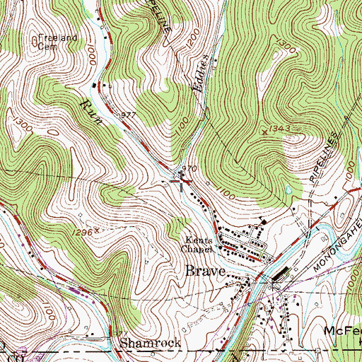 Topographic Map of Eddies Run, PA