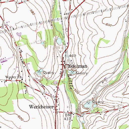 Topographic Map of Edelman, PA