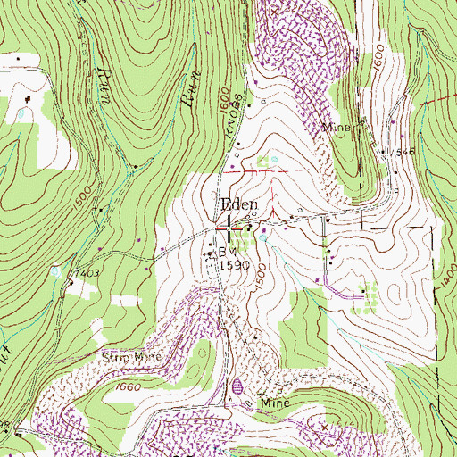 Topographic Map of Eden, PA