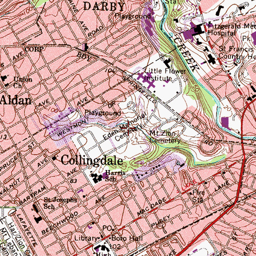 Topographic Map of Eden Memorial Cemetery, PA