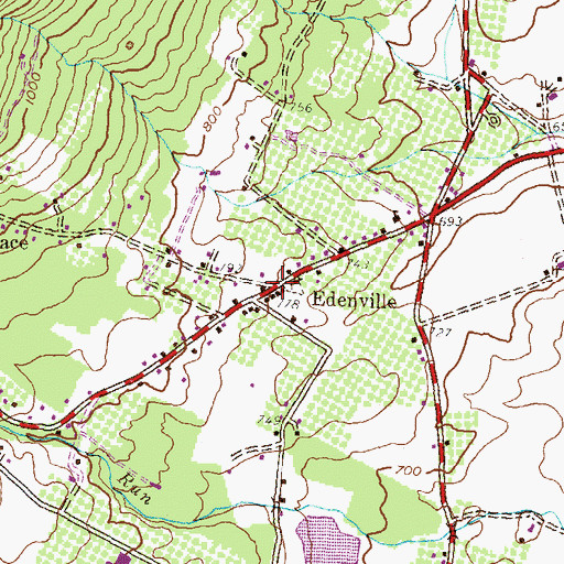 Topographic Map of Edenville, PA
