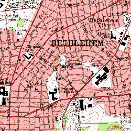 Topographic Map of Edgeboro School, PA