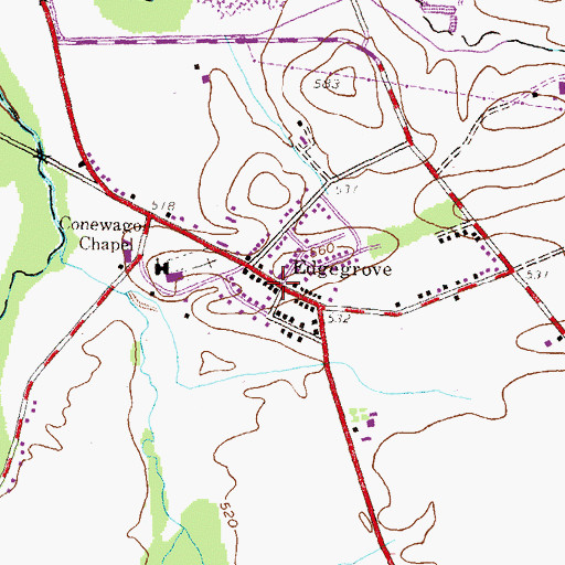 Topographic Map of Edgegrove, PA