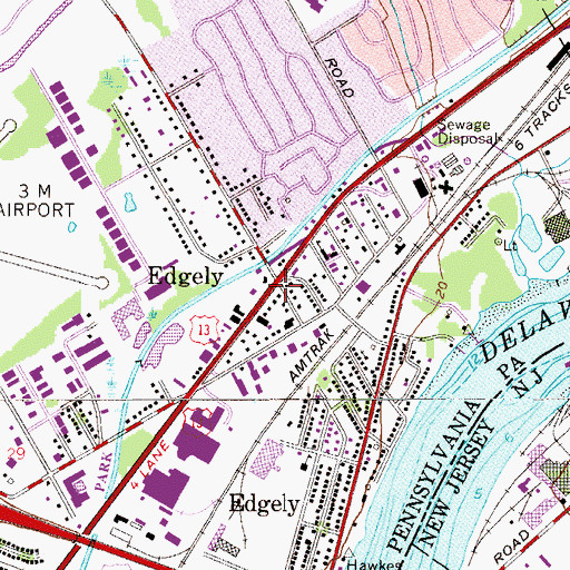Topographic Map of Edgely, PA