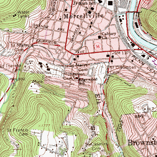 Topographic Map of Edgewood School, PA