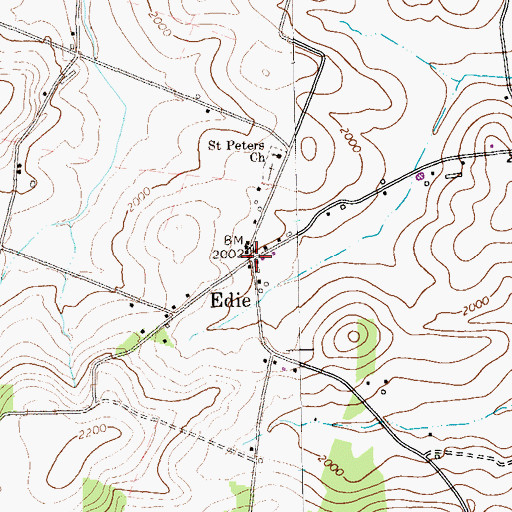 Topographic Map of Edie, PA