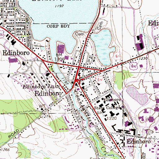 Topographic Map of Edinboro, PA