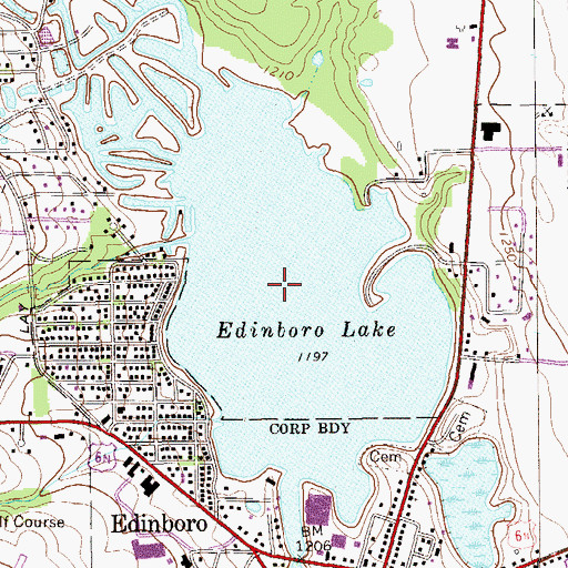 Topographic Map of Edinboro Lake, PA