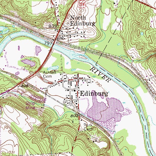 Topographic Map of Edinburg, PA