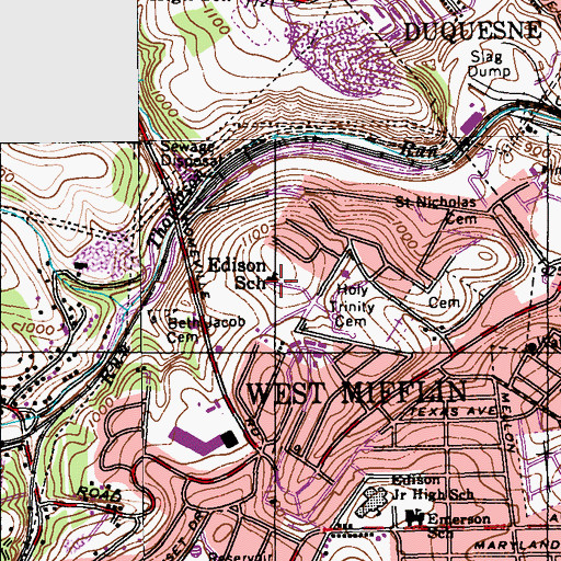 Topographic Map of Edison School, PA