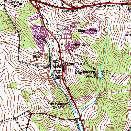 Topographic Map of Edna Number One, PA
