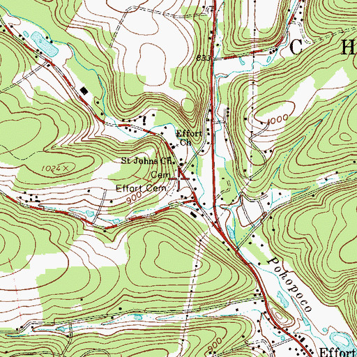 Topographic Map of Effort Cemetery, PA