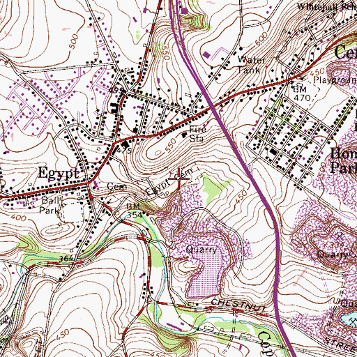 Topographic Map of Egypt Cemetery, PA